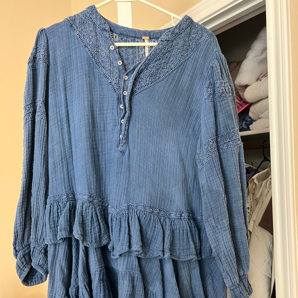 Free people blue Bohemian Tunic Dress